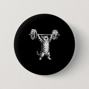 Vintage Retro Weight Lifting Gym Funny Cat Deadlif 6 Cm Round Badge