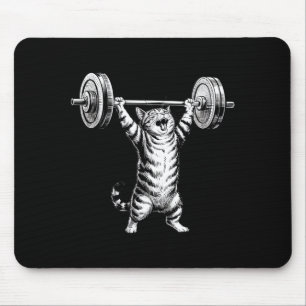 Vintage Retro Weight Lifting Gym Funny Cat Deadlif Mouse Mat