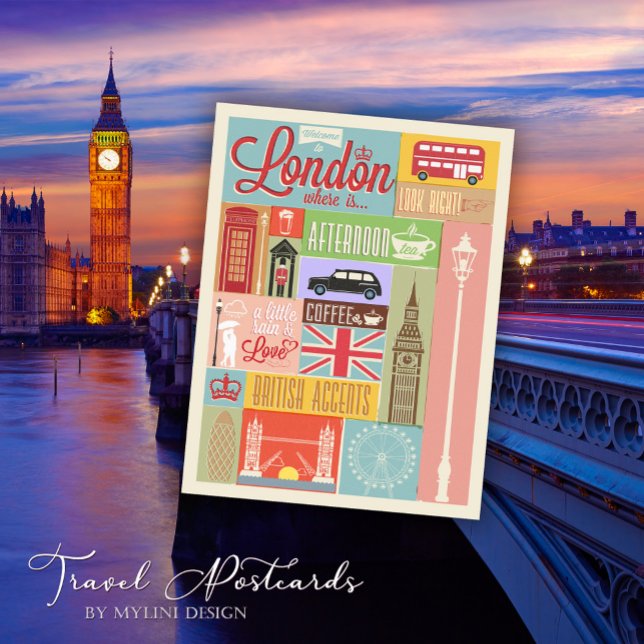 Vintage Retro Welcome to London Travel Postcard (Creator Uploaded)