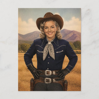 Vintage Retro Western Cowgirl Aesthetic Photo Postcard