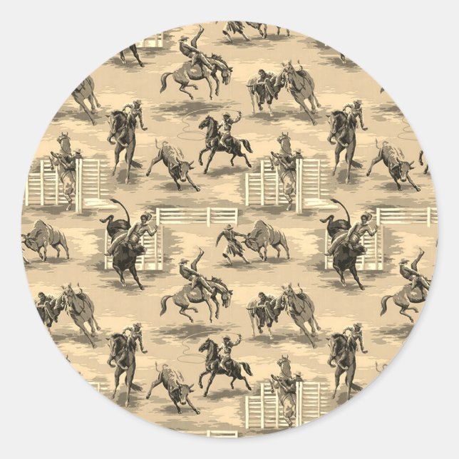 Vintage Retro Western Rodeo Cowboy Classic Round Sticker (Front)