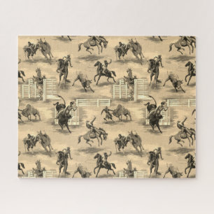 Vintage Retro Western Rodeo Cowboy Jigsaw Puzzle