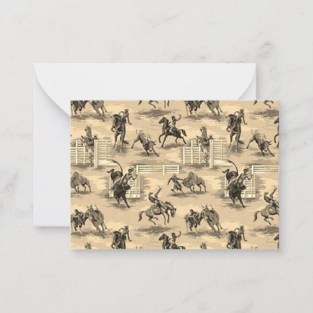 Vintage Retro Western Rodeo Cowboy Note Card (Front)