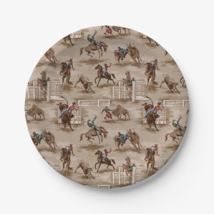 Vintage Retro Western Rodeo Cowboy Paper Plates