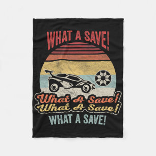 Vintage Retro What A Save Soccer Car League  Fleece Blanket