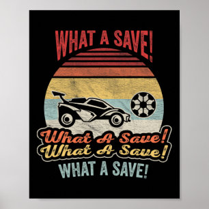 Vintage Retro What A Save Soccer Car League Poster