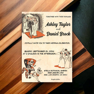 Vintage Retro Whimsical 50s Comic Book Wedding Acrylic Invitations