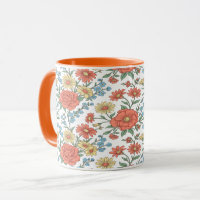 Vintage Retro Wildflower Meadow Orange Two-Tone