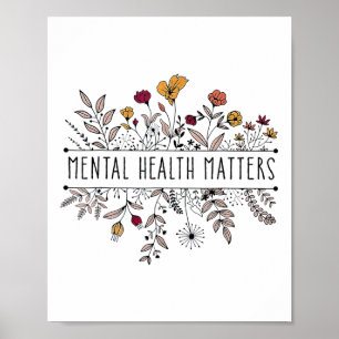Vintage Retro Wildflower Mental Health S Awareness Poster