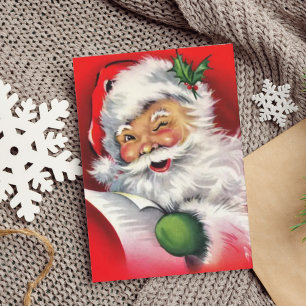 Vintage Retro Winking Santa Claus Card