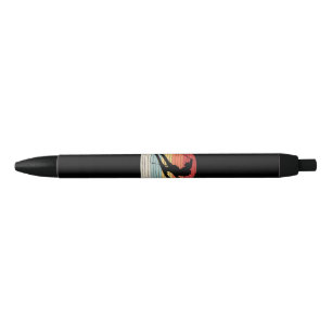 Vintage Retro Winter Sports Skiing Black Ink Pen