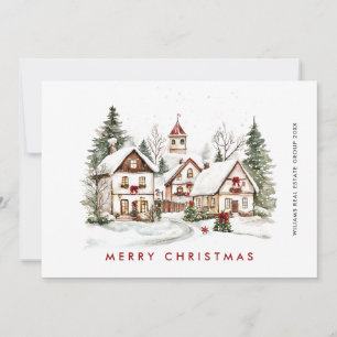 Vintage Retro Winter Town Christmas Corporate Holiday Card