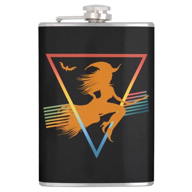 VINTAGE RETRO WITCH HIP FLASK (Front)