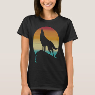 Vintage Retro Wolves Wolf Howling At Moon Silhouet T-Shirt