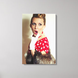 Vintage retro woman canvas print