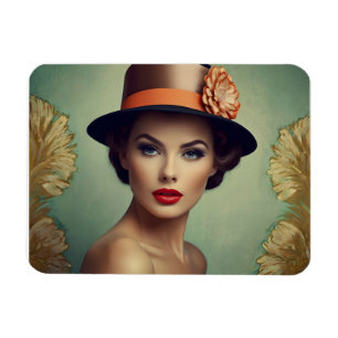 Vintage retro woman magnet