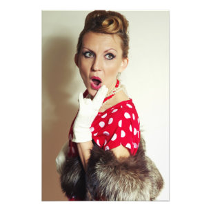 Vintage retro woman photo print