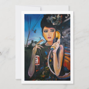 Vintage Retro Woman Portrait Canvas Invitation