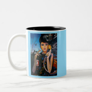 Vintage Retro Woman Portrait Canvas Two-Tone Coffee Mug