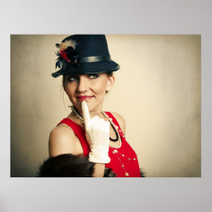 Vintage retro woman poster