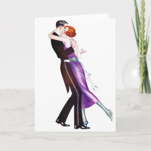 Vintage Retro Woman Women Deco Dancers Card