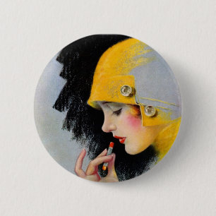 Vintage Retro Women 20s Hollywood Lipstick Girl 6 Cm Round Badge