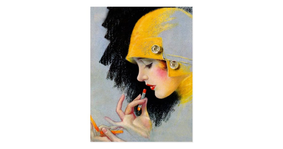 Vintage Retro Women 20s Hollywood Lipstick Girl Postcard Zazzle.co.uk