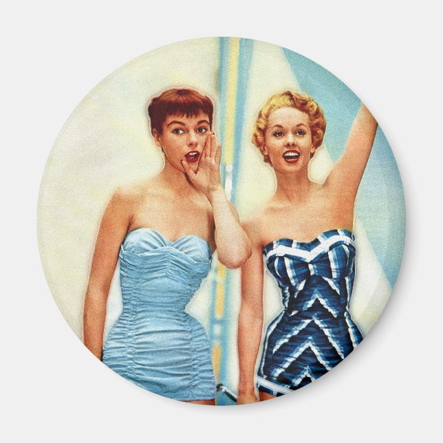 Vintage Retro Women 60s Swimwear Surfs Up! Magnet (Front)
