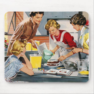 Vintage Retro Women Ad Let's Bake a Cake Mouse Mat