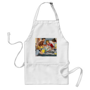 Vintage Retro Women Ad Let's Bake a Cake Standard Apron