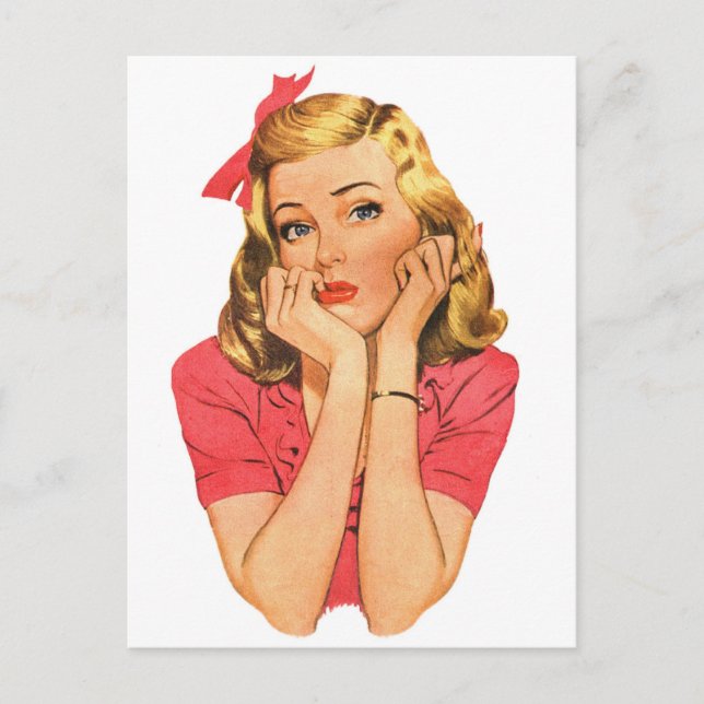 Vintage Retro Women Advertisement Girl 'Whatever' Postcard (Front)