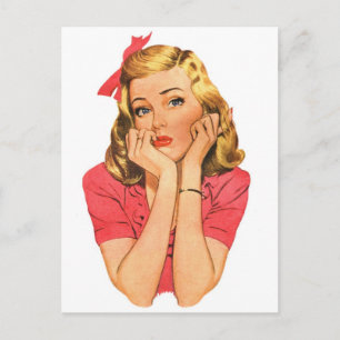 Vintage Retro Women Advertising Girl 'Whatever' Postcard