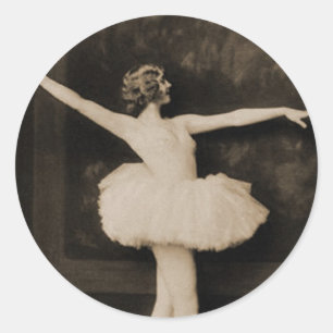 Vintage Retro Women Ballet Dancer Woman Classic Round Sticker