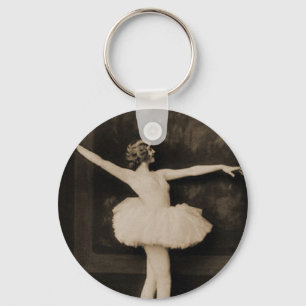 Vintage Retro Women Ballet Dancer Woman Key Ring