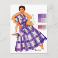 Vintage Retro Women Fashion Frock Plaid Ad