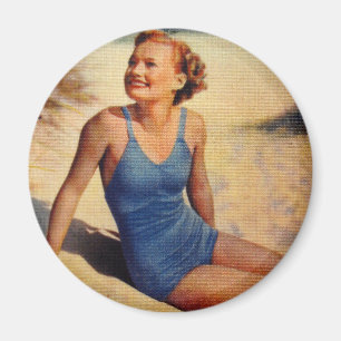 Vintage Retro Women Forties Swim Suit Beauty Magnet