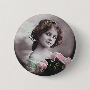 Vintage Retro Women French Victorian Woman 6 Cm Round Badge