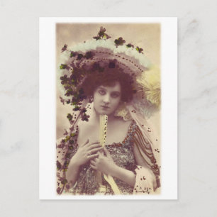 Vintage Retro Women French Victorian Woman Postcard