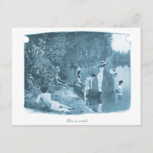 Vintage Retro Women French Victorian Woman Swim Postcard