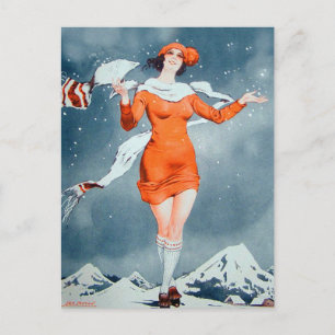 Vintage Retro Women French Vie Parisienne Postcard