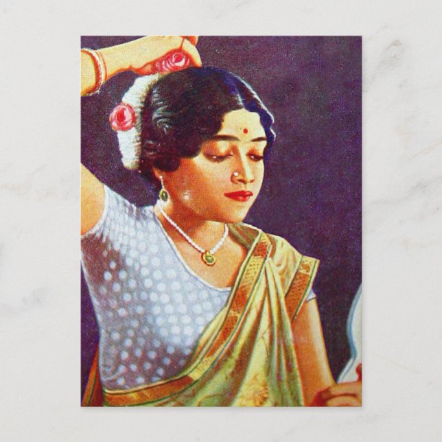 Vintage Retro Women India Indian Women Beauty Postcard (Front)