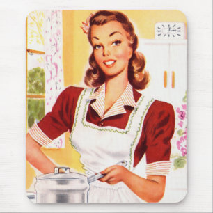 Vintage Retro Women Kitsch 50s Kitchen Magic Mouse Mat