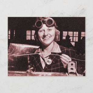Vintage Retro Women Rosie the Riveter's Sister Postcard