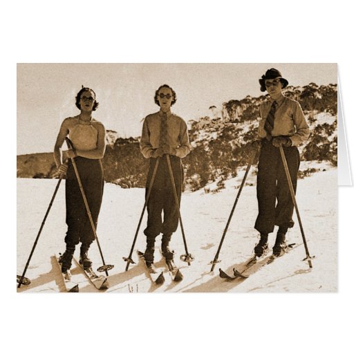 Vintage Retro Women Skiing 'Ski Bums 1942'