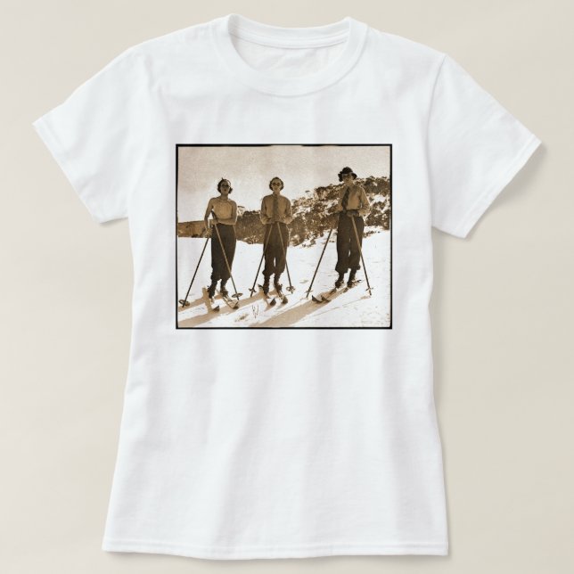 Vintage Retro Women Skiing 'Ski Bums 1942' T-Shirt (Design Front)