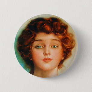 Vintage Retro Women Thirties Beauty Portrait 6 Cm Round Badge