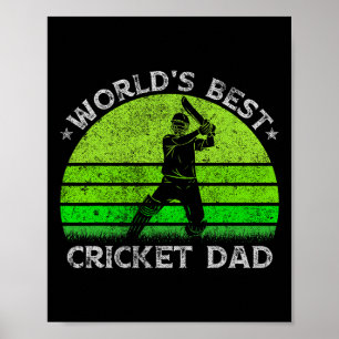 Vintage Retro World's Best Cricket Dad Silhouette  Poster