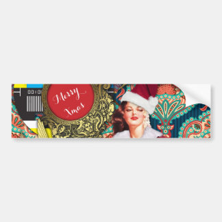 Vintage Retro Xmas Santa Bumper Sticker