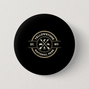 Vintage Retro Yellowstone National Park Hiking 6 Cm Round Badge
