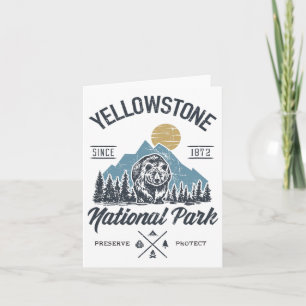 Vintage Retro Yellowstone National Park Hiking Card